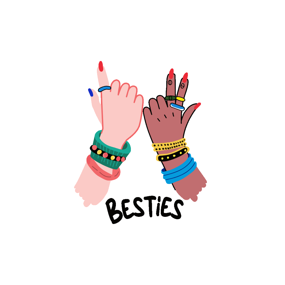 Besties pose playful friendship hand gesture