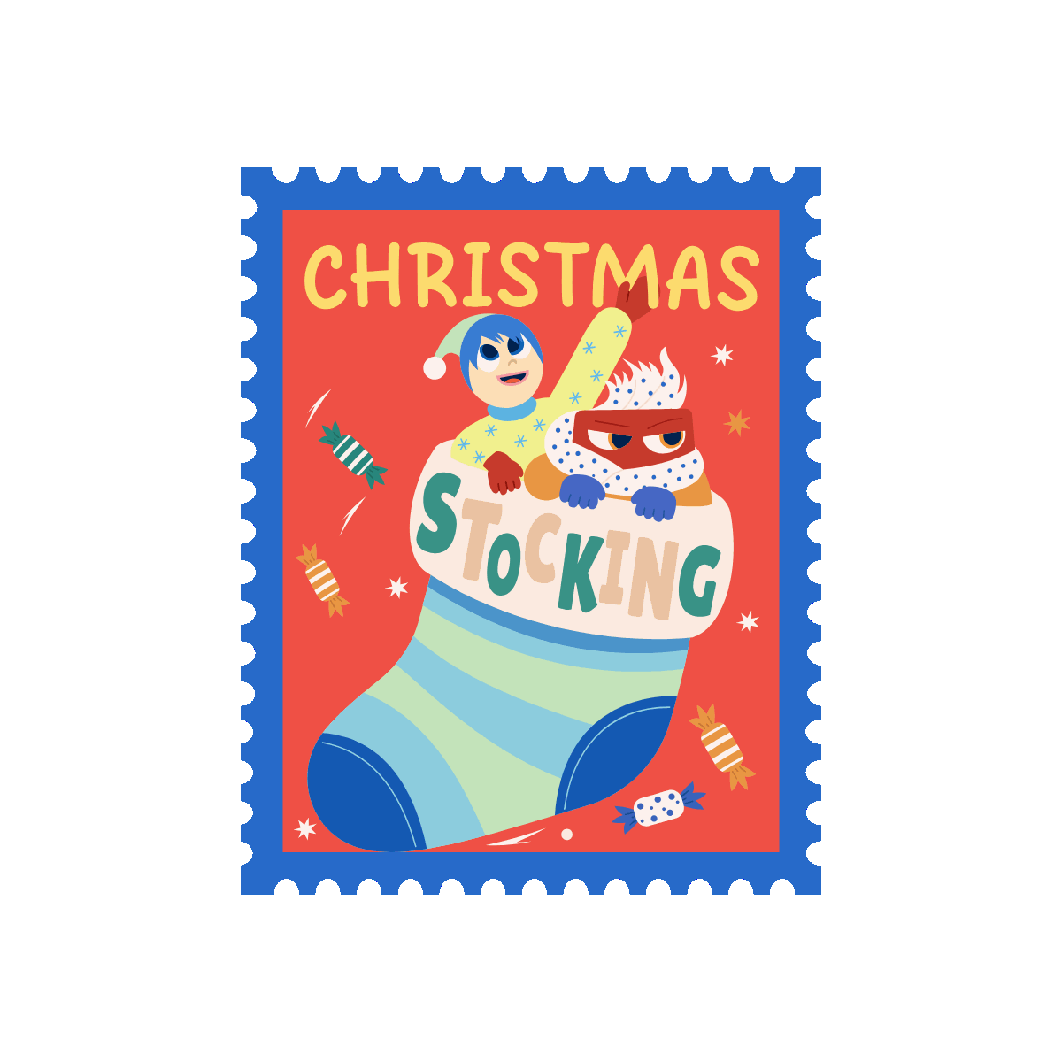 Animated Christmas Stocking Festive Stamp