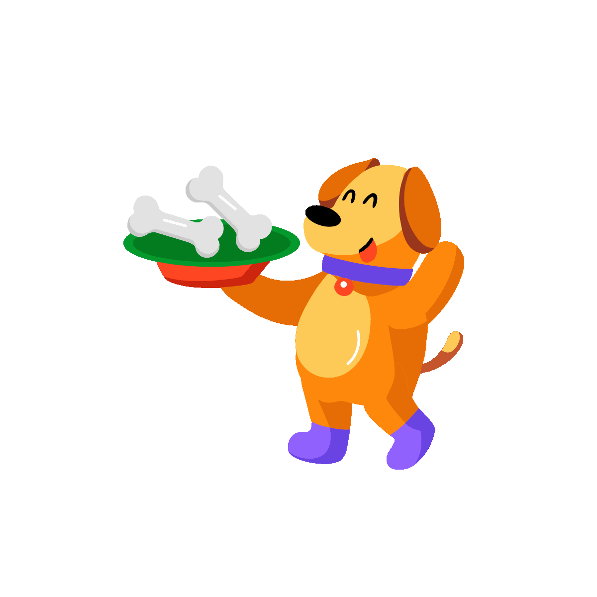 Animated Dog Playing with a Bone Toy