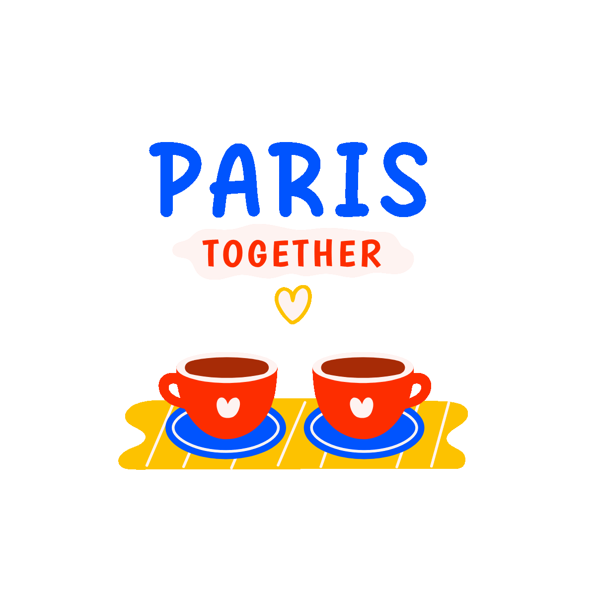 Two teacups with animated Paris Together