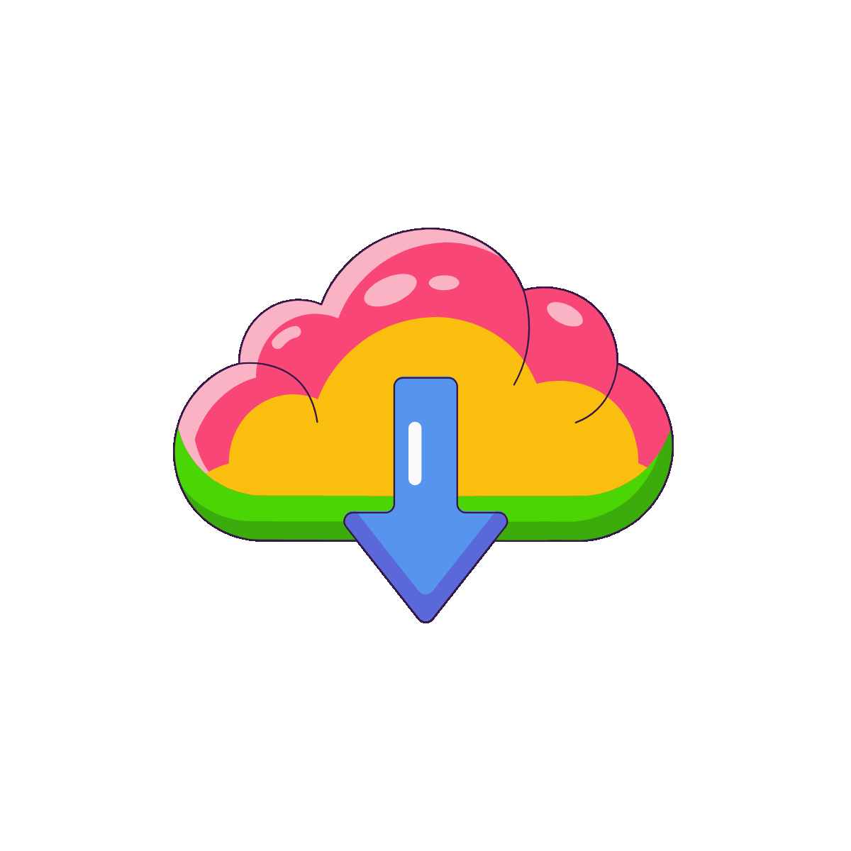 Cloud Download Flat Animated Icon Design