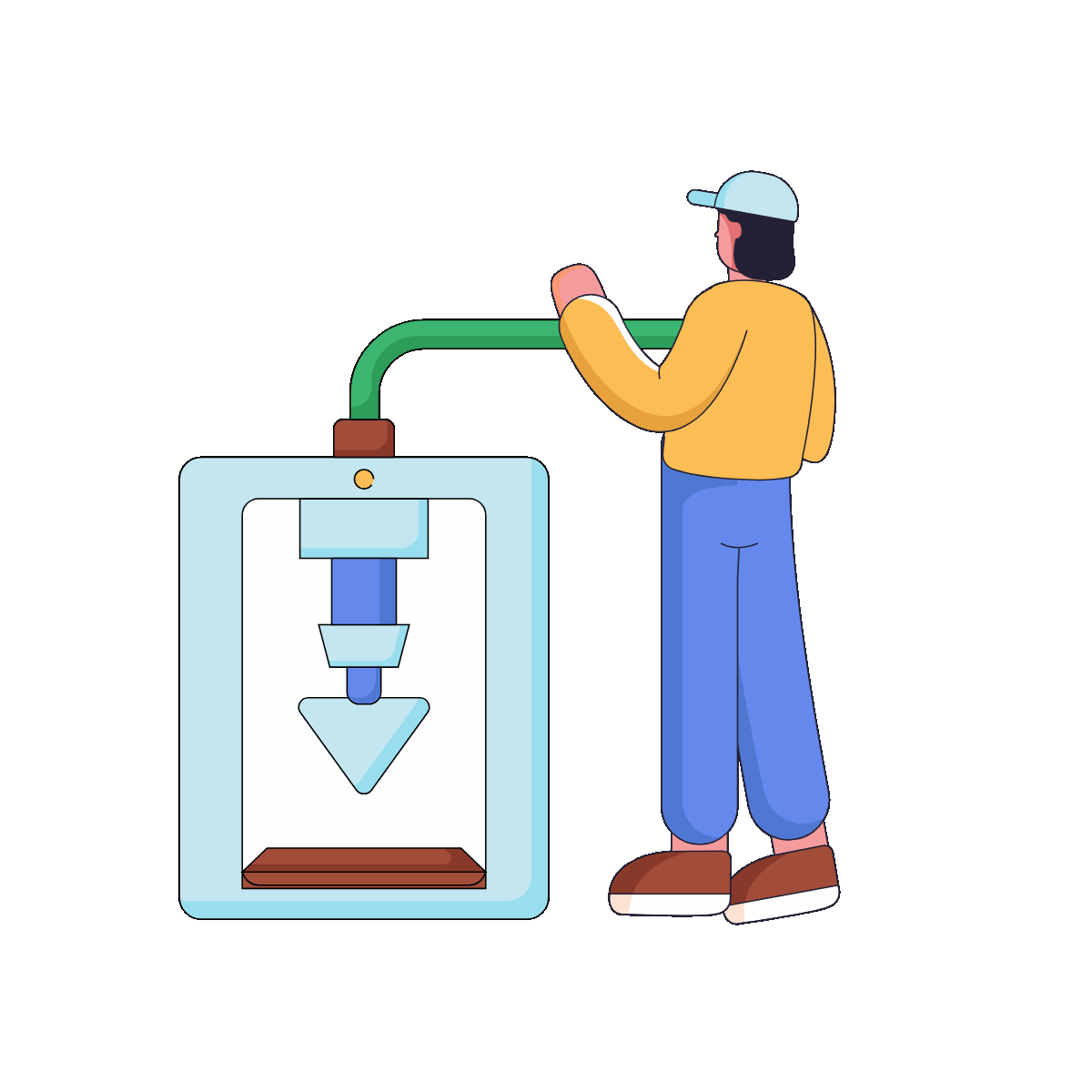 Flat Animated 3D Printing Illustration