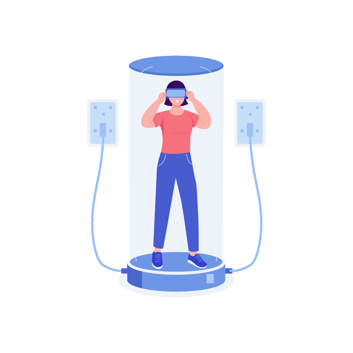 VR Treadmill Flat Animated Illustration