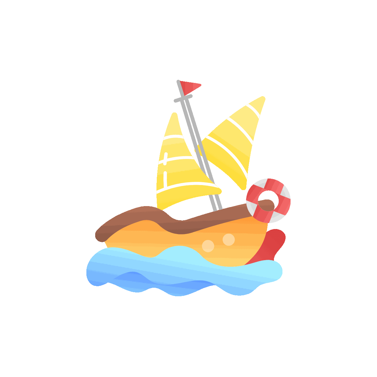Animated Ocean Storm Icon in Flat Style