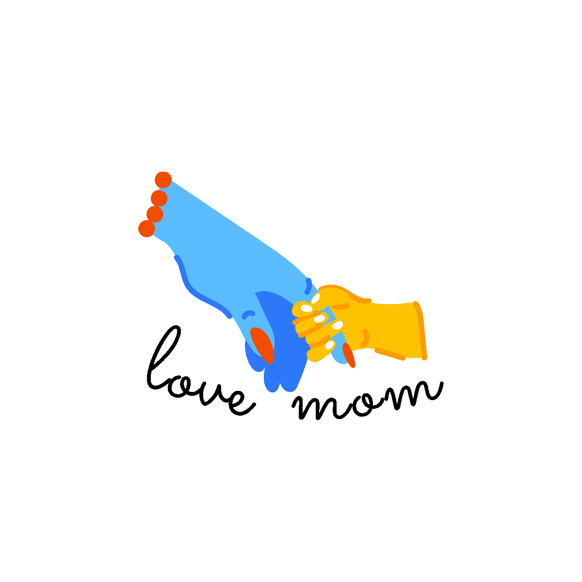 Child Holding Mother Hand Sticker