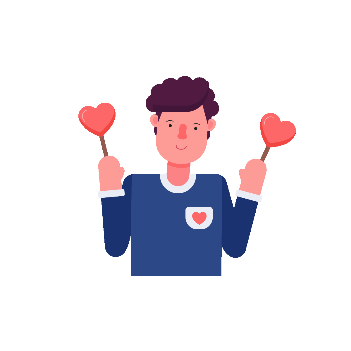 Animated icon of a Valentine boy