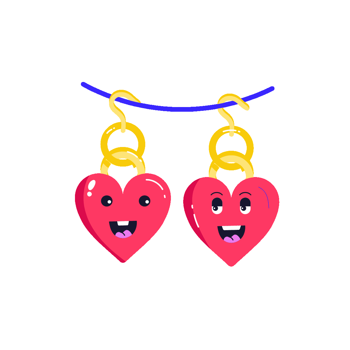 Heart Earrings Animated Flat Sticker Design