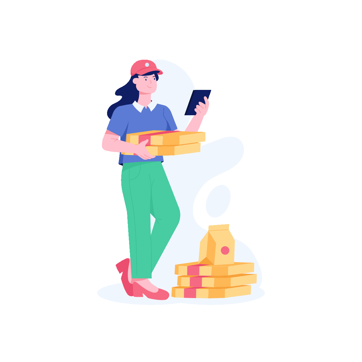 Flat Food Delivery Chat Illustration