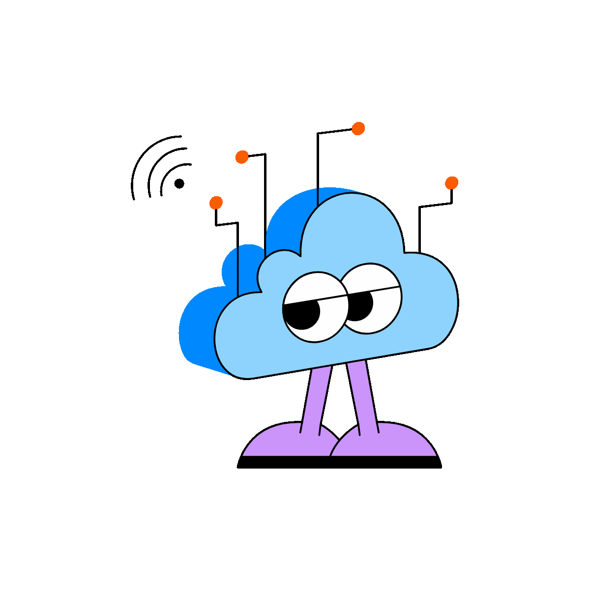 Animated cloud with network connections