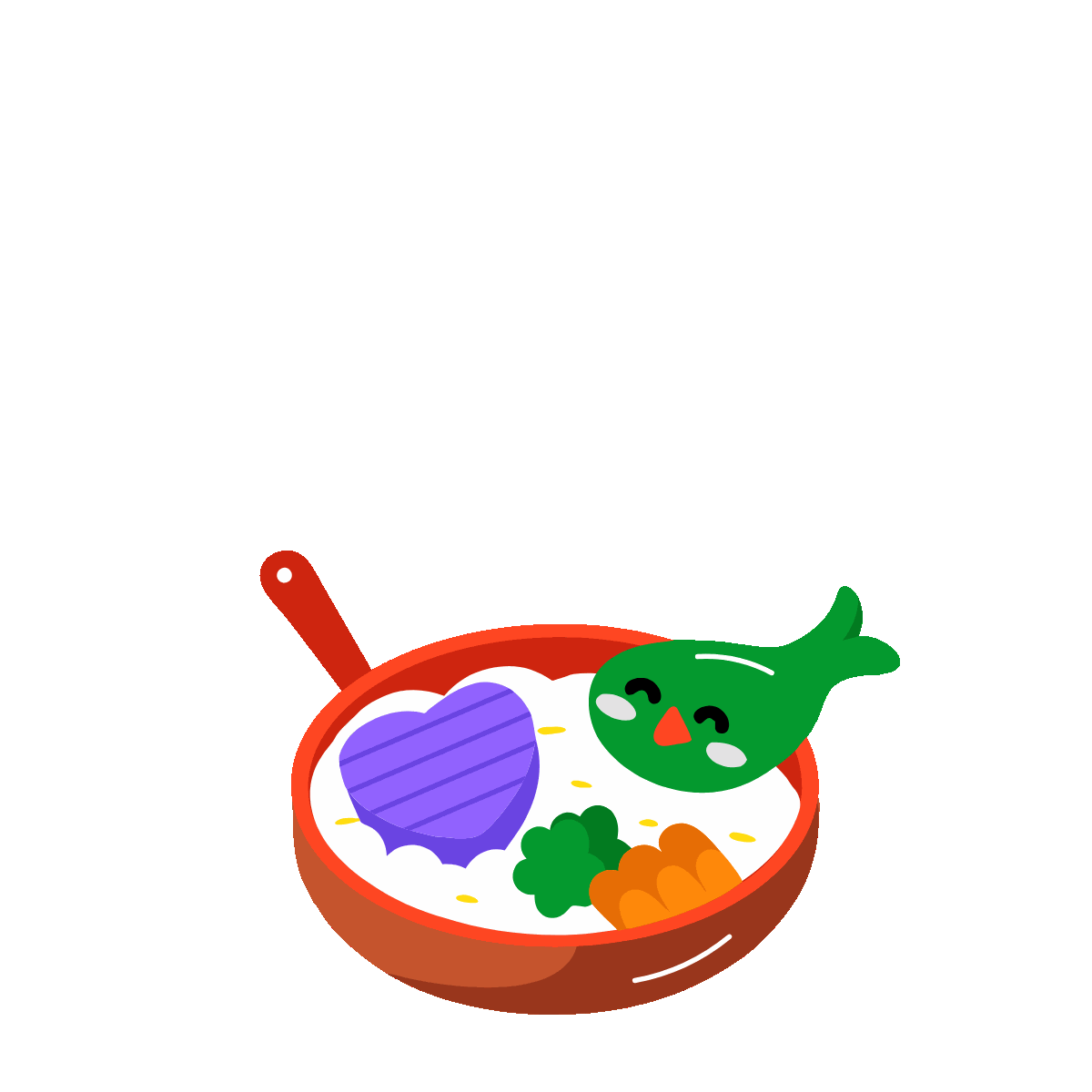 Animated Cat Enjoying a Delicious Meal