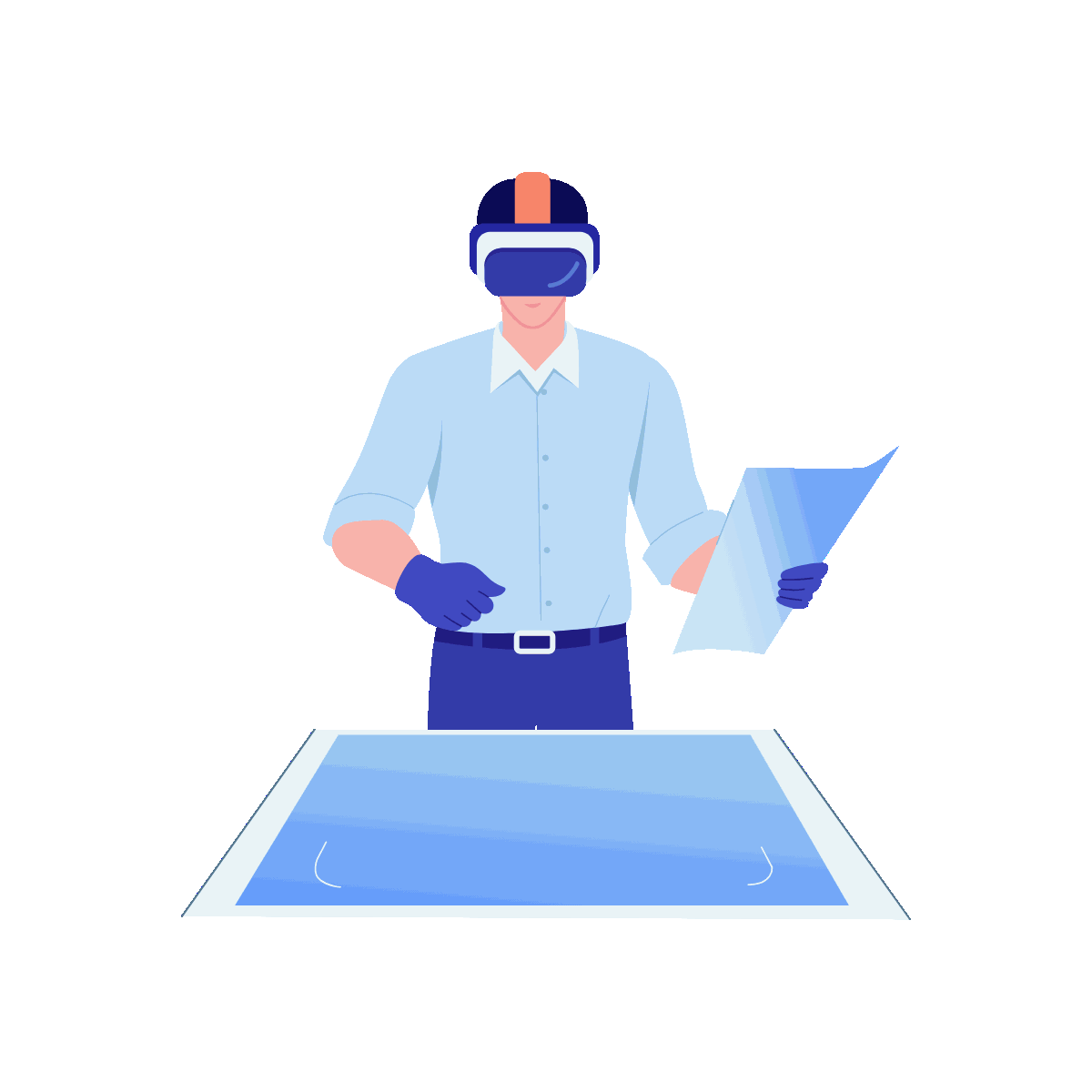 Virtual Engineer Flat Animated Illustration