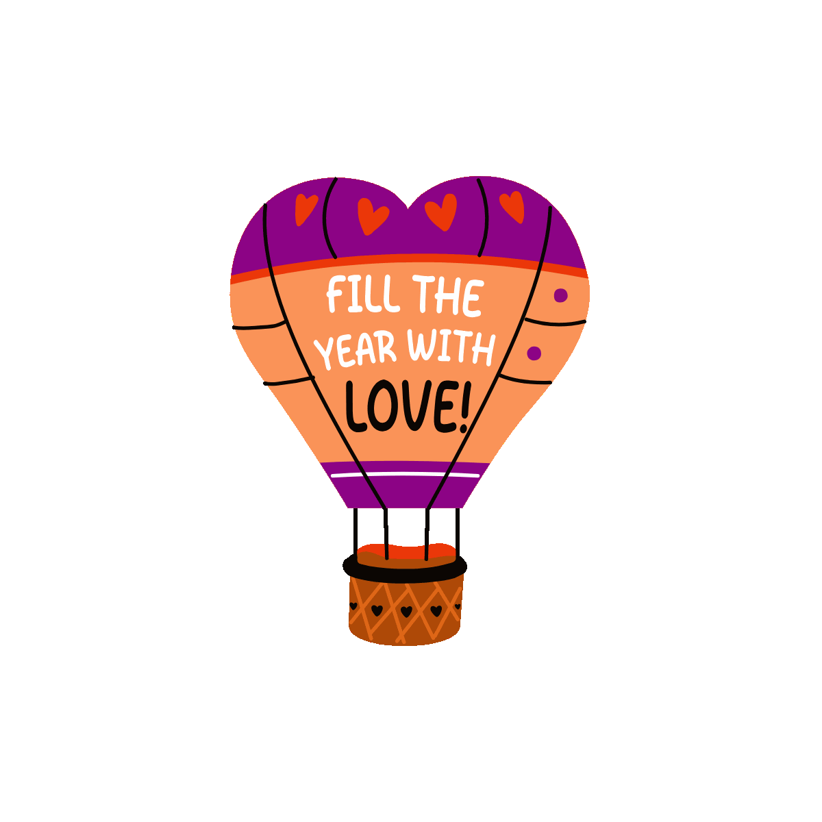 Heart Balloon Flat Animated Sticker Design