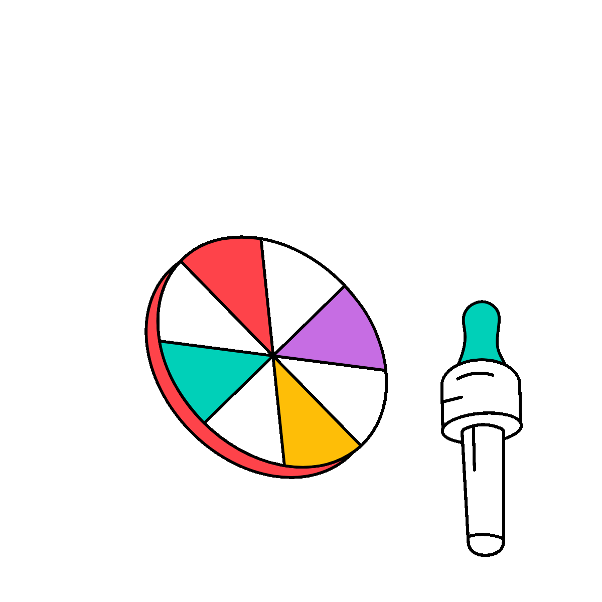 A sketchy style animated icon showing a colour picker