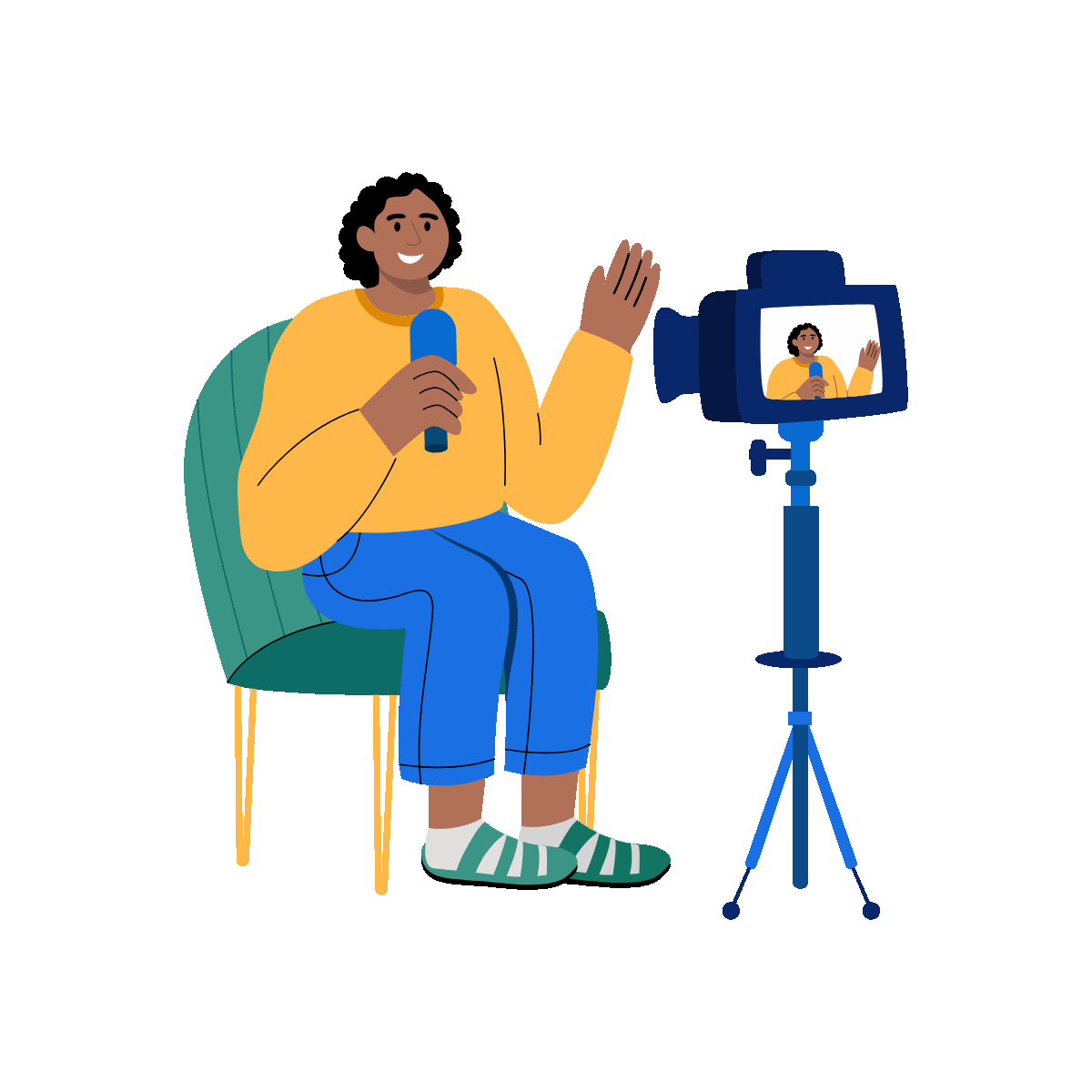 Vlogger Promotion Flat Animated Illustration