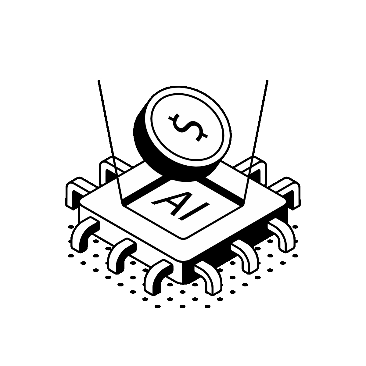 Animated Isometric AI Finance Coin Platform
