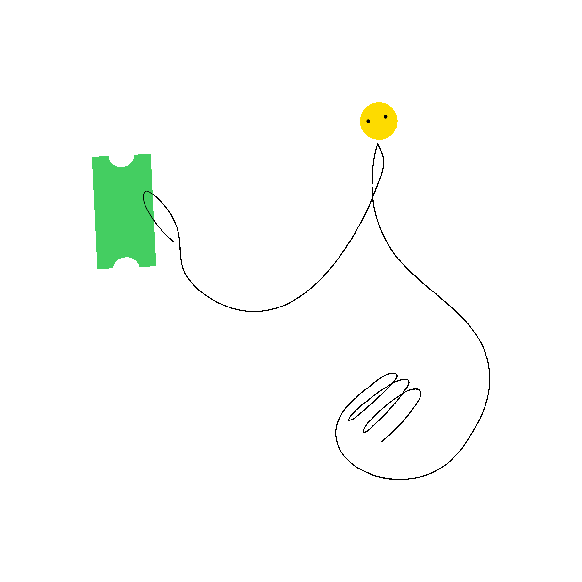 Ticket Animated Character Illustration