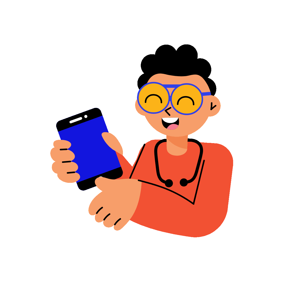 Flat style animated illustration showing an ai doctor service