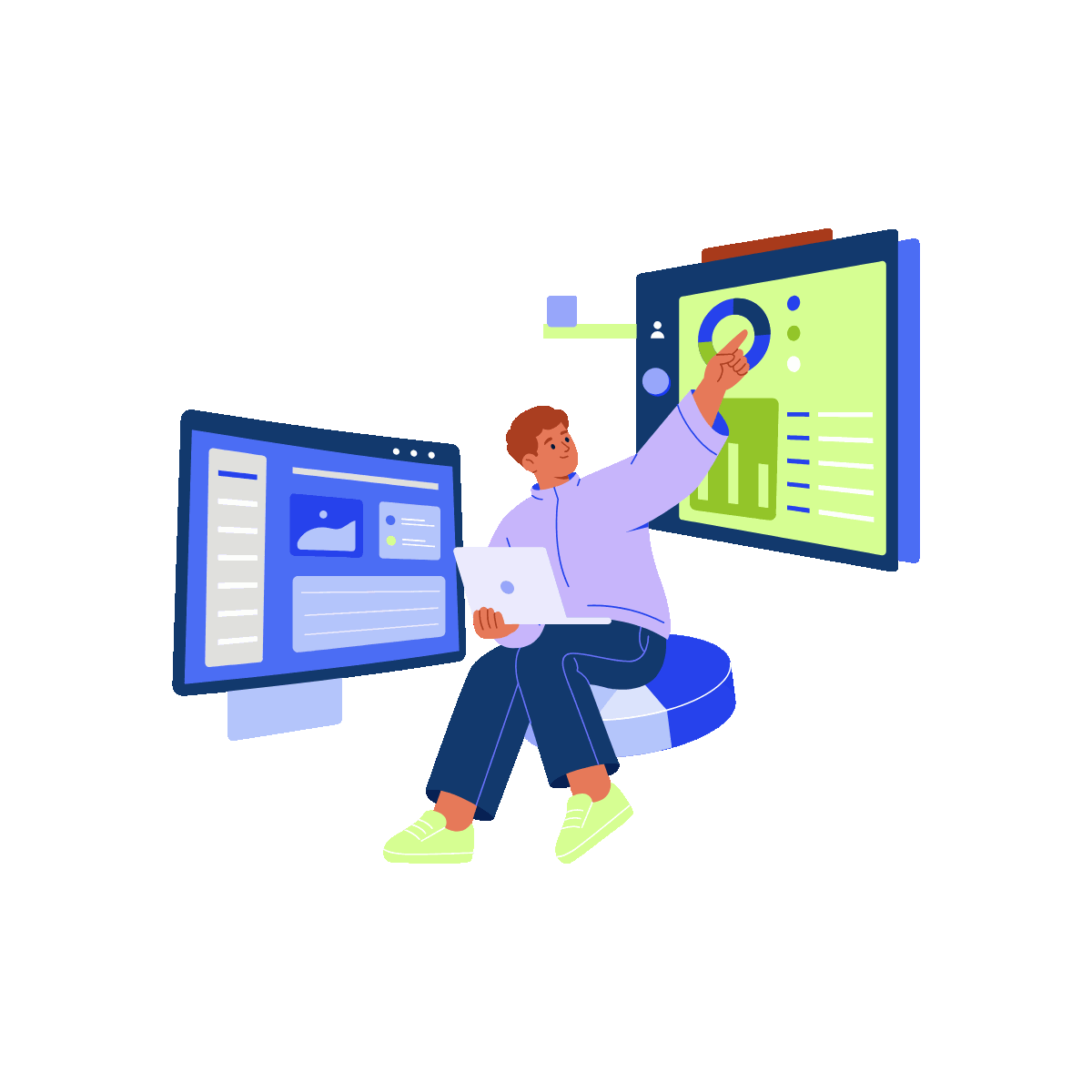 Designer refines an analytics dashboard.