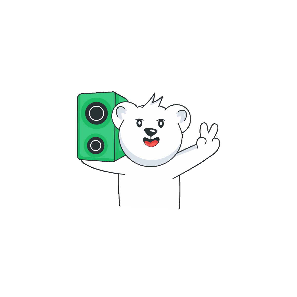 Animated doodle sticker of bear speaker