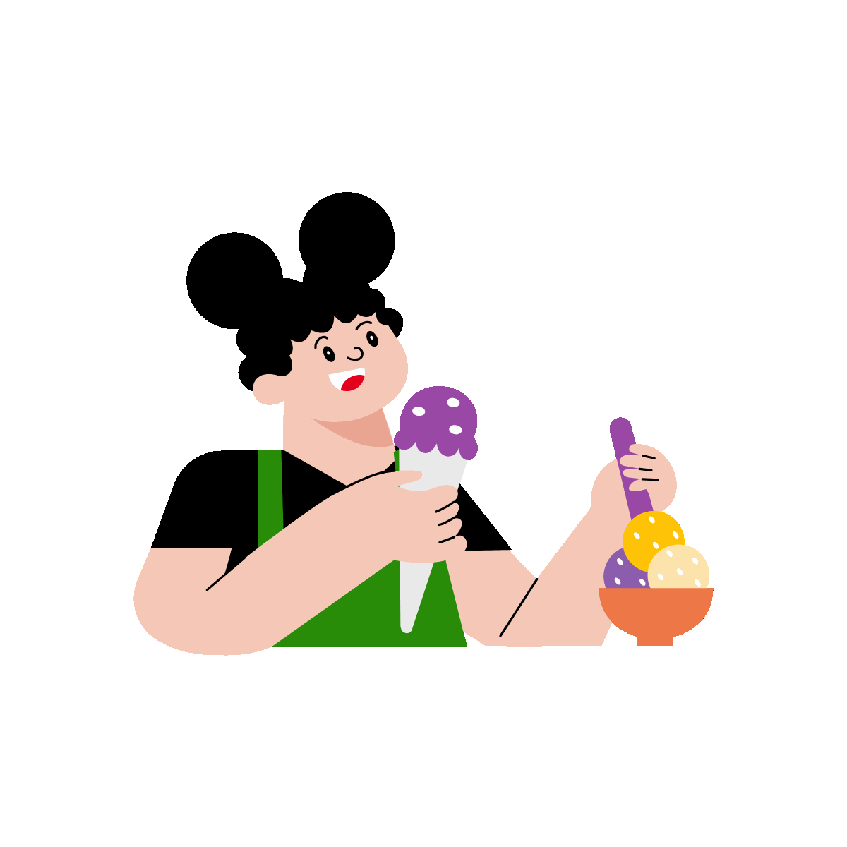 A flat style animated illustration showing a girl drawing