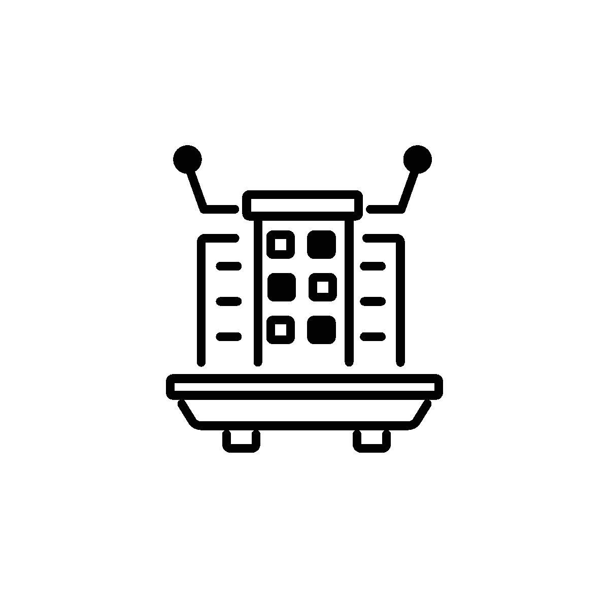 Line Animated Futuristic Flying City Icon