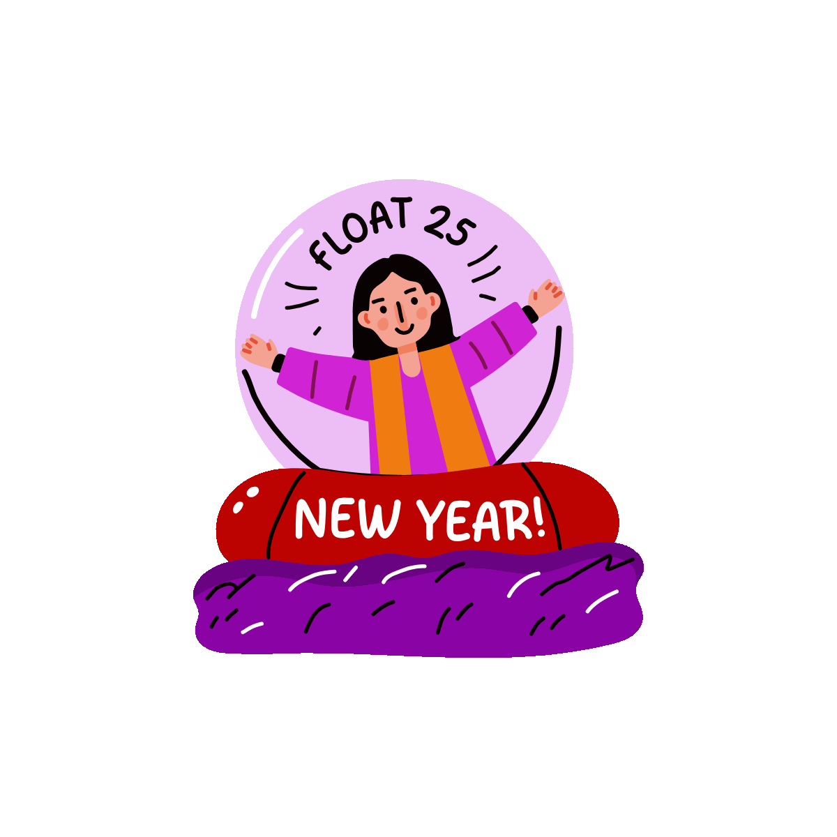 New Year Flat Animated Sticker Design