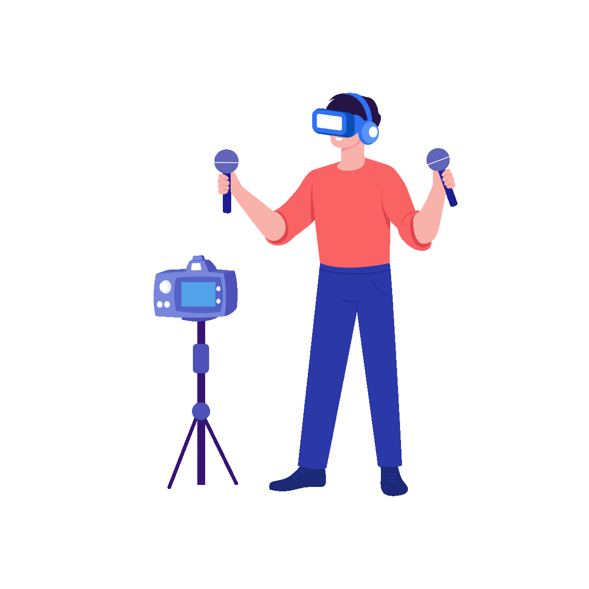 VR Streaming Flat Animated Illustration