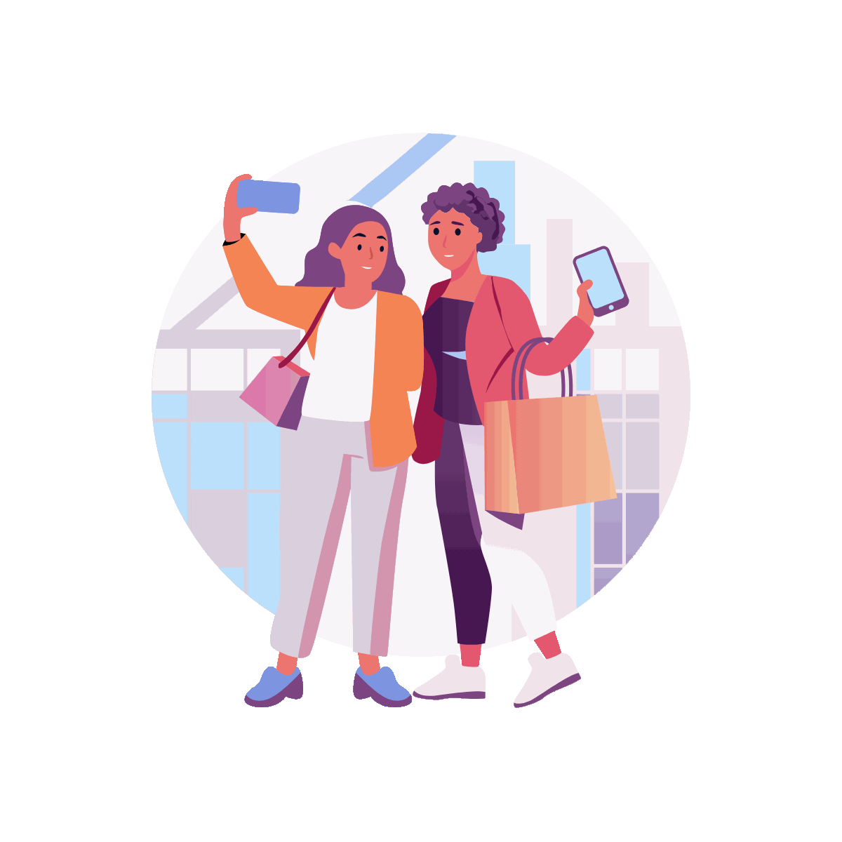Flat Animated Shopping Selfie Illustration