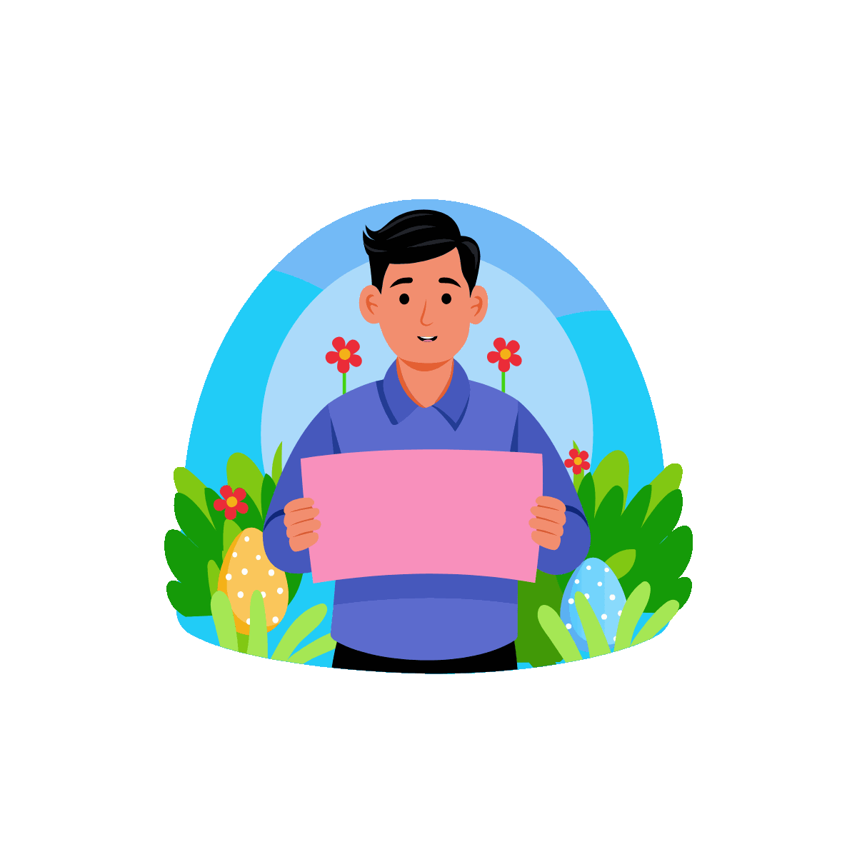 Golf Cart Driver Flat Animated Illustration
