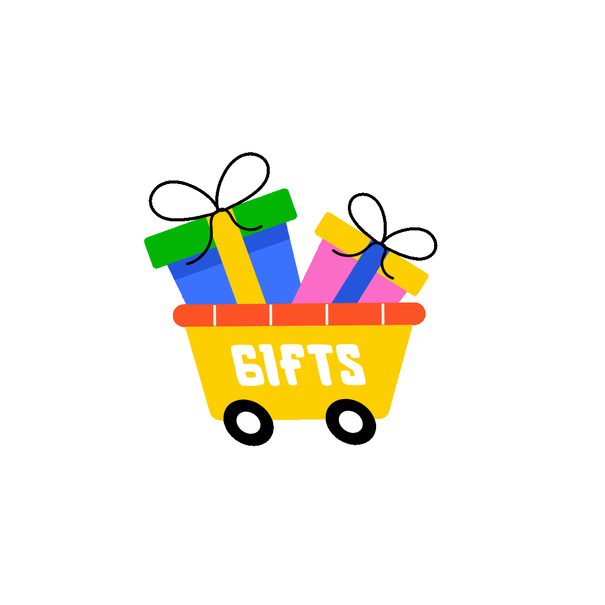 Gifts cart animated flat sticker design
