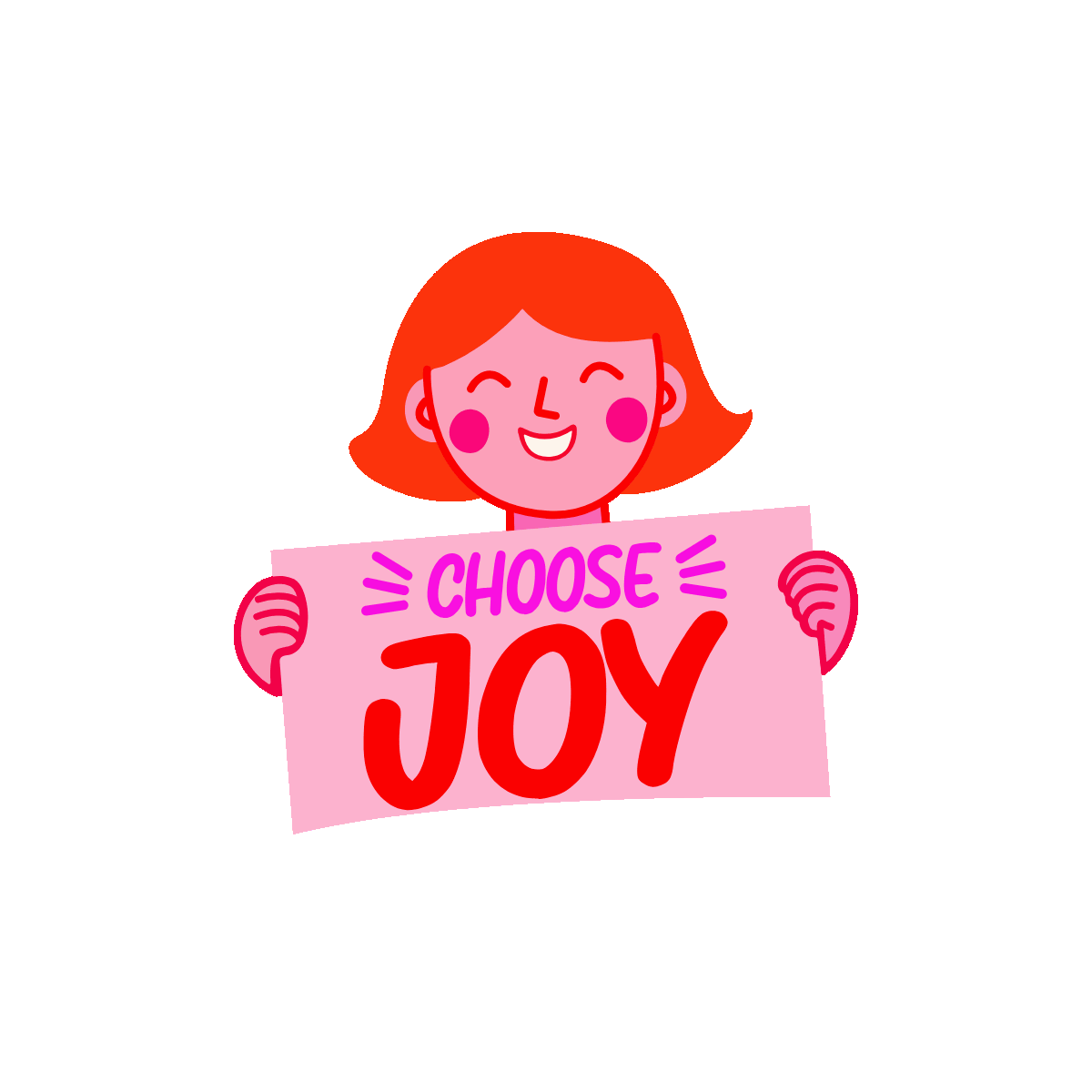 choose joy, joy, smiling, happy, glad, girl, lettering, typography, words, font, text, flat