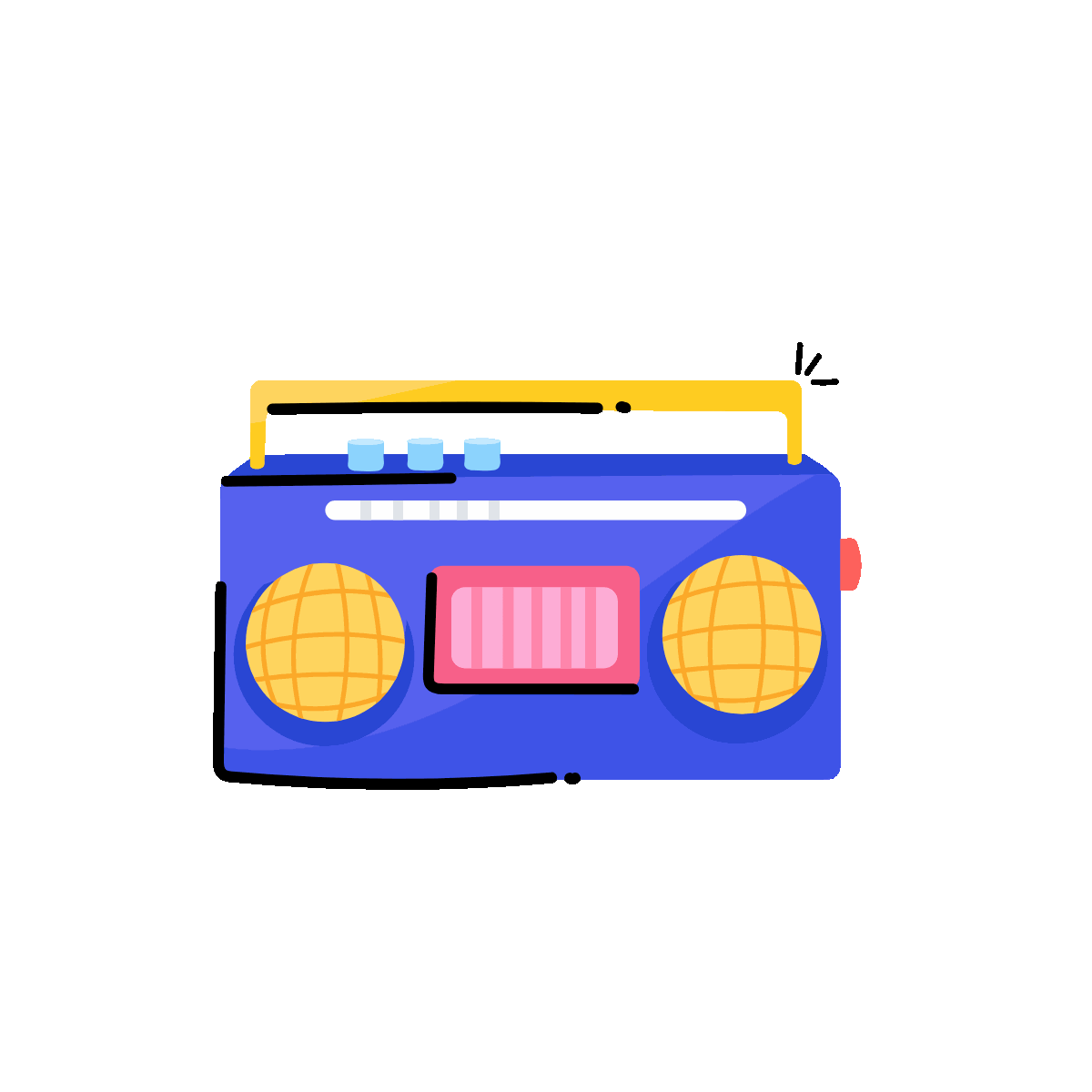 Cassette Player in Flat Animation Style