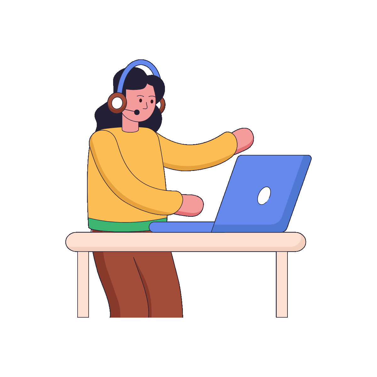 Flat Animated Laptop Chat Illustration