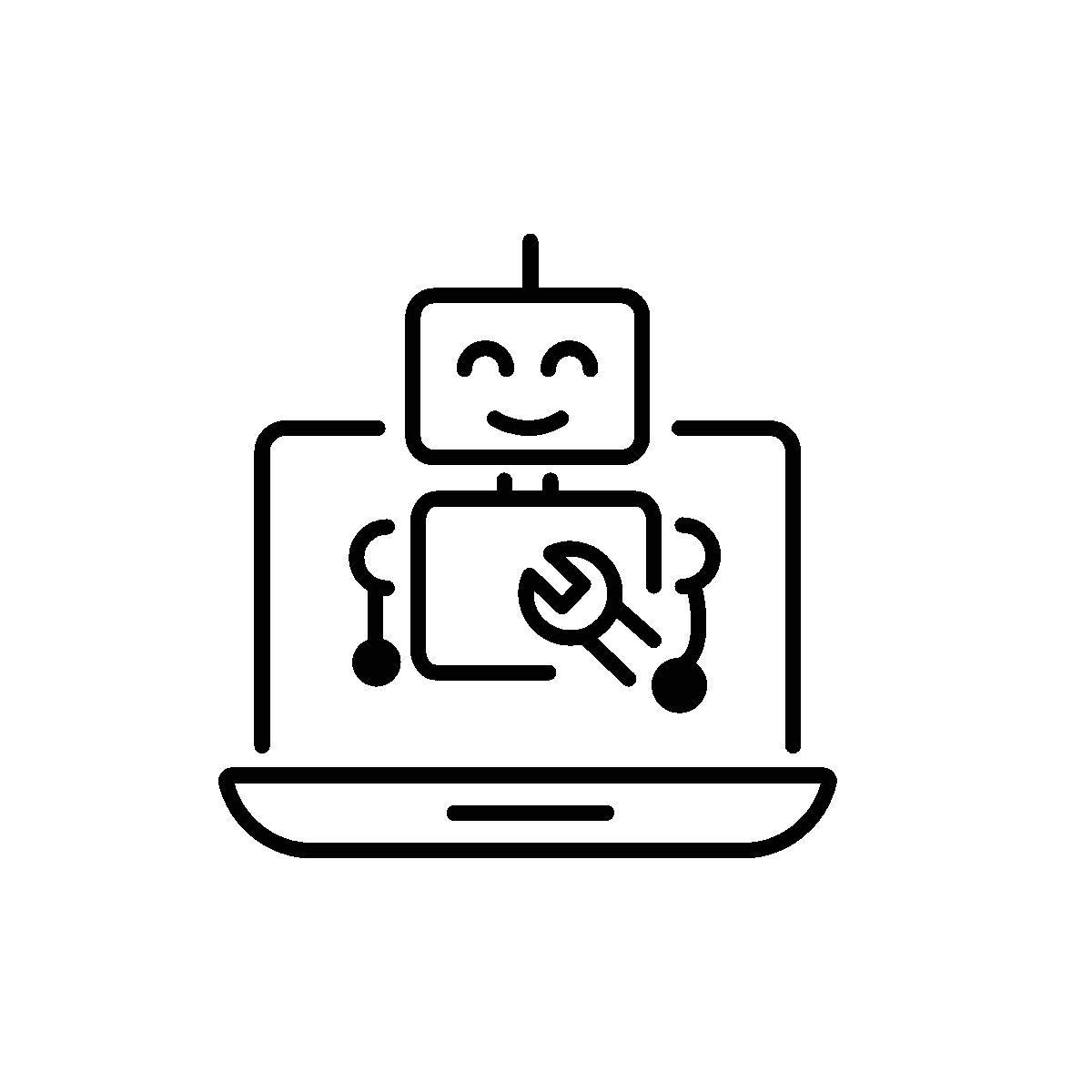 Scalable Linear Animated Robot Helper Icon