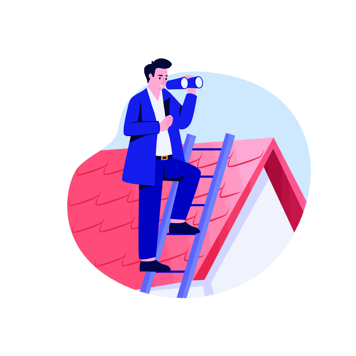 House Roof Flat Animated Illustration Design