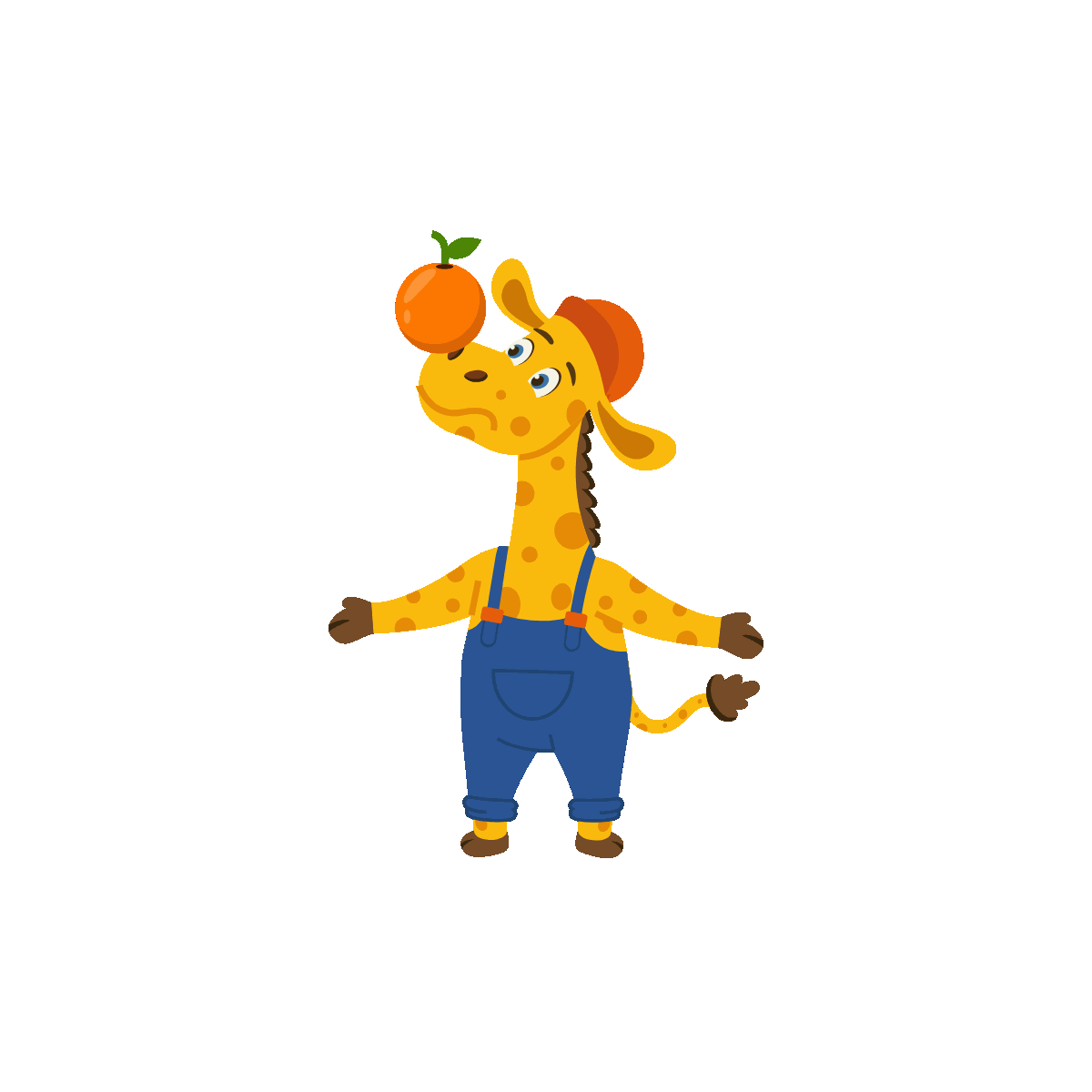 Giraffe Holding a Fresh Orange Fruit