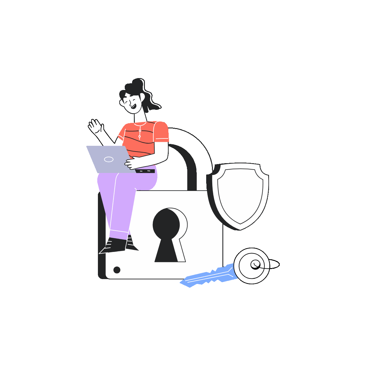Cybersecurity Linear Animated Illustration