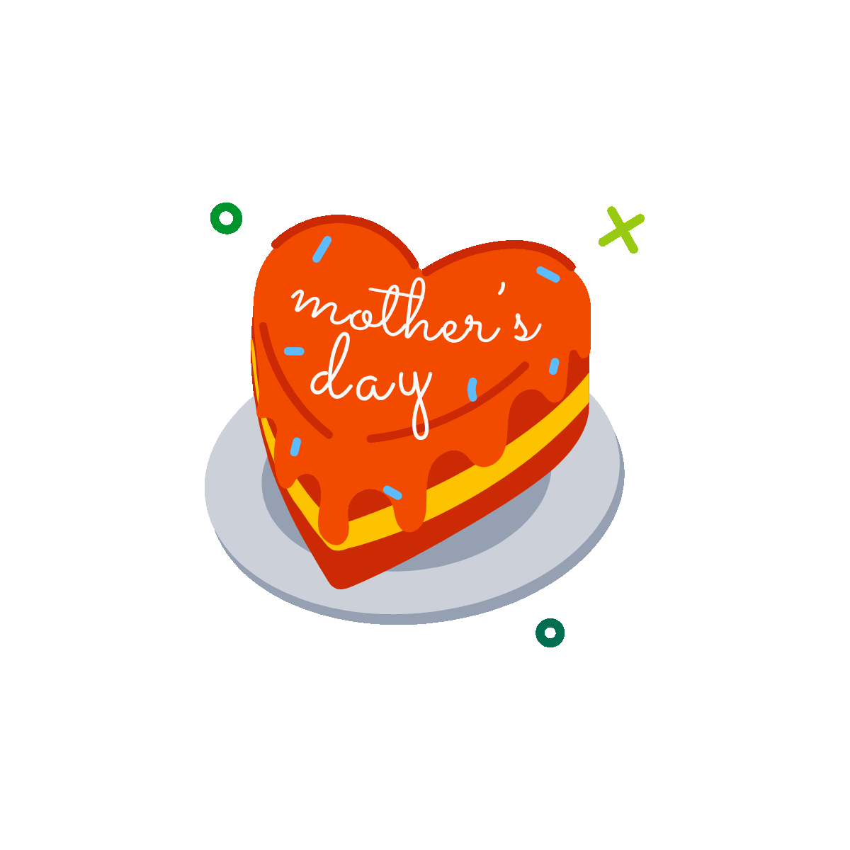 Flat Animated Sticker of Mothers Day Cake