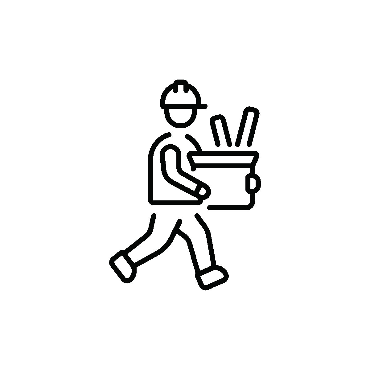 Animated construction worker building site