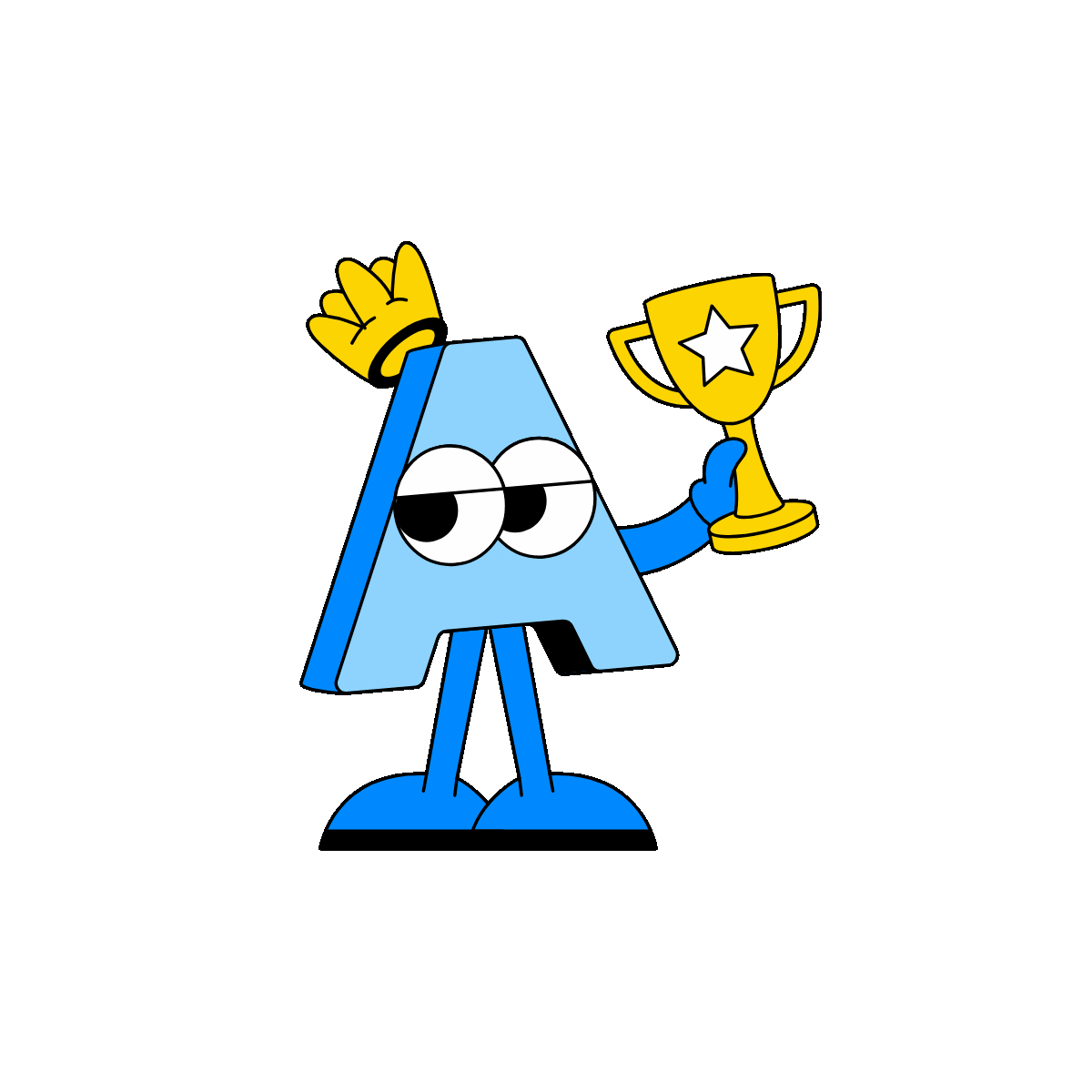 Character celebrating testing success