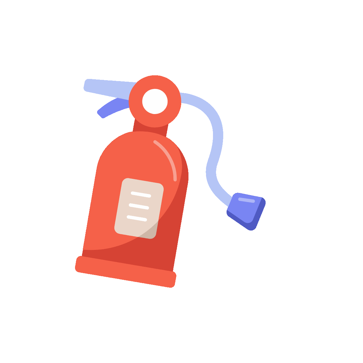 A flat style animated icon representing fire extinguisher