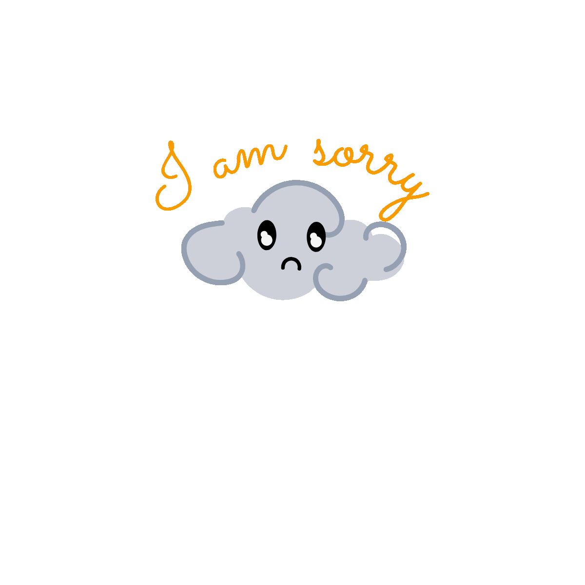 Flat Animated Sad Cloud Sticker Design