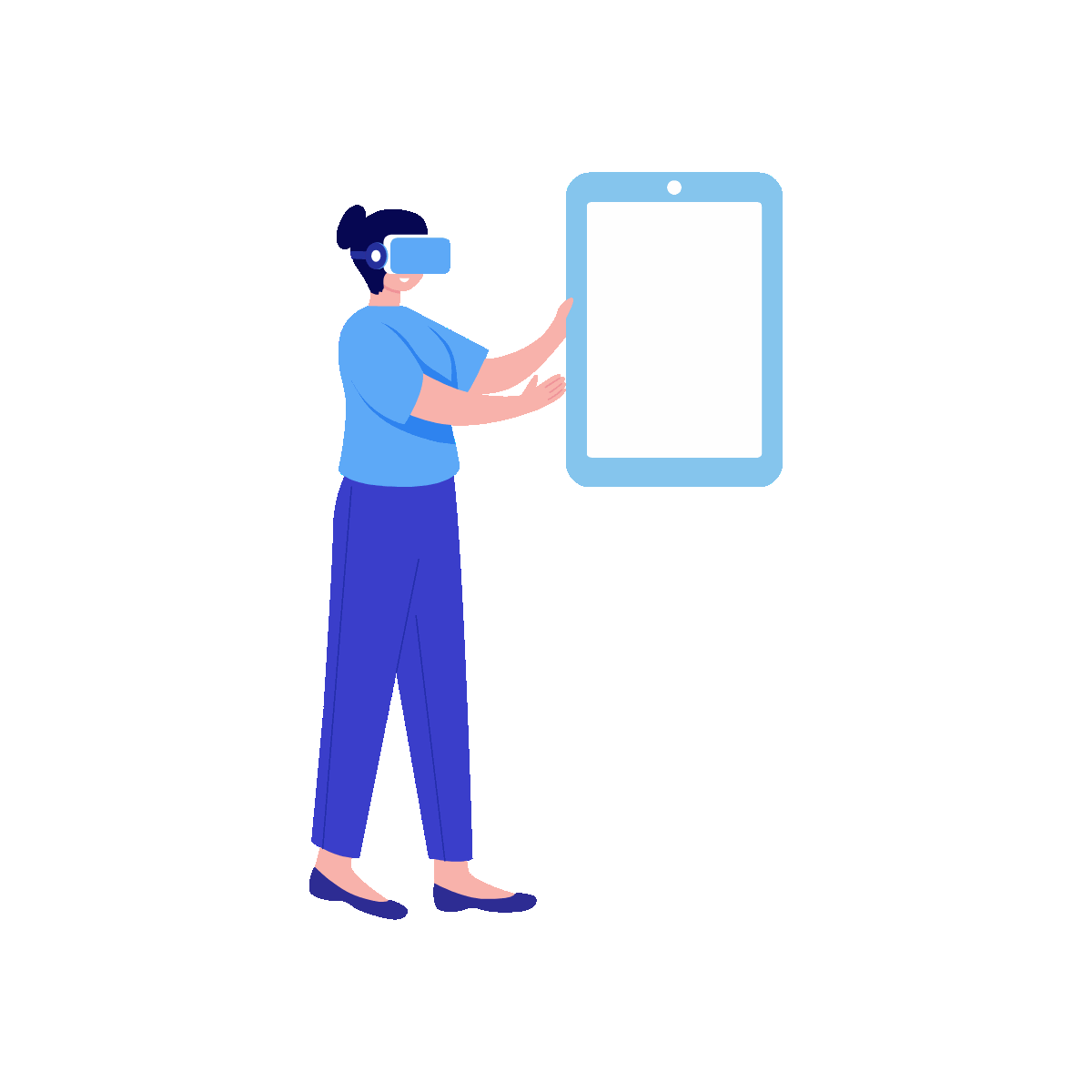 VR Communication Flat Animated Illustration