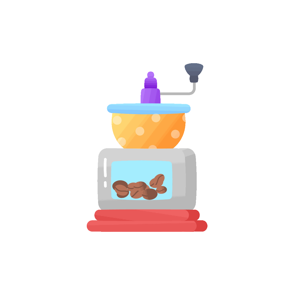 Animated coffee grinder flat icon design