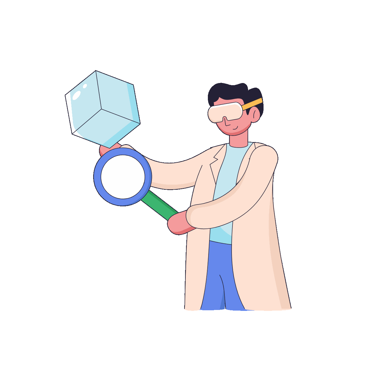 Flat Animated Scientific Inspection Scene