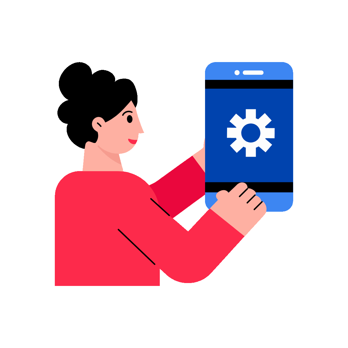 A character doing api configuration, flat style animated illustration