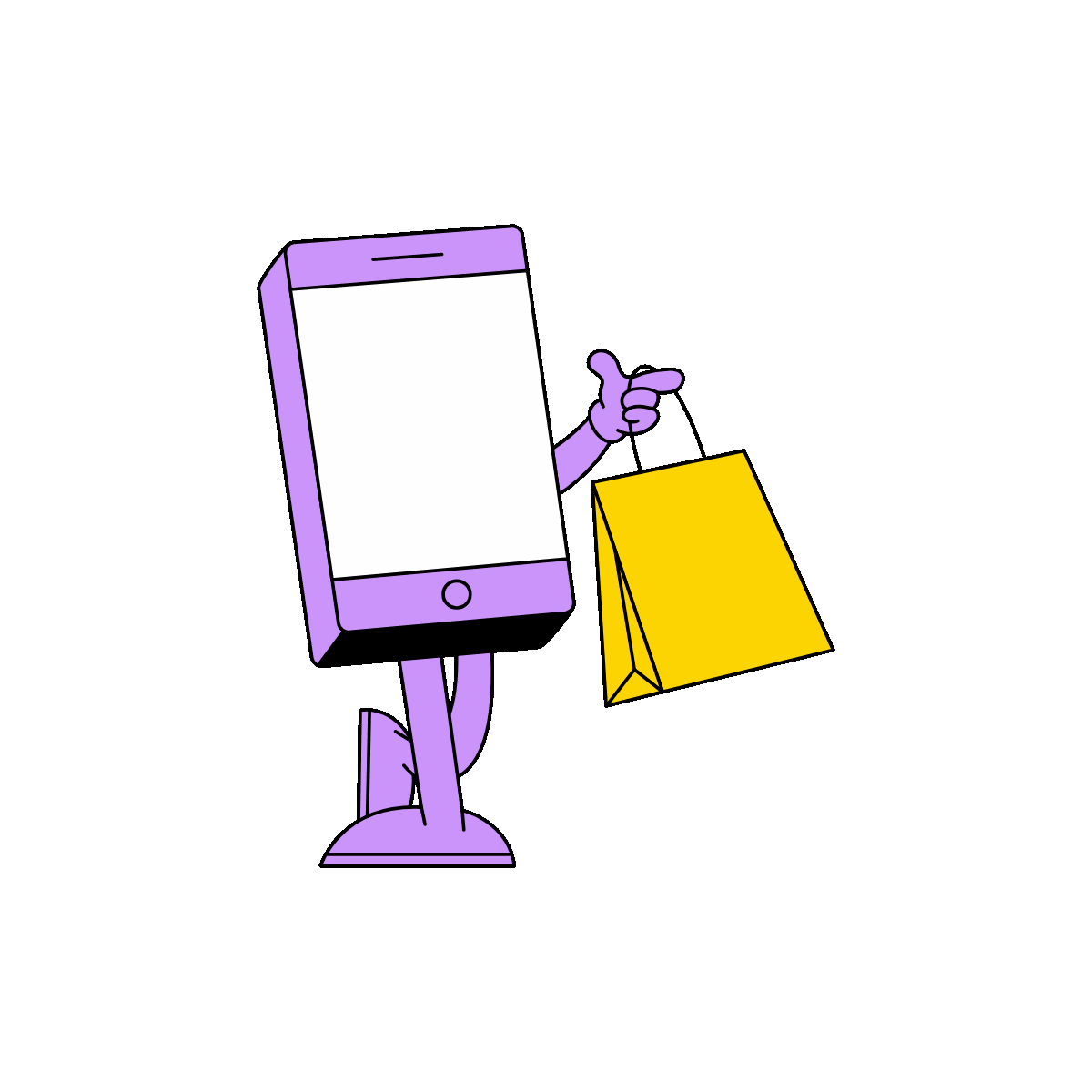 Animated phone with online shopping cart