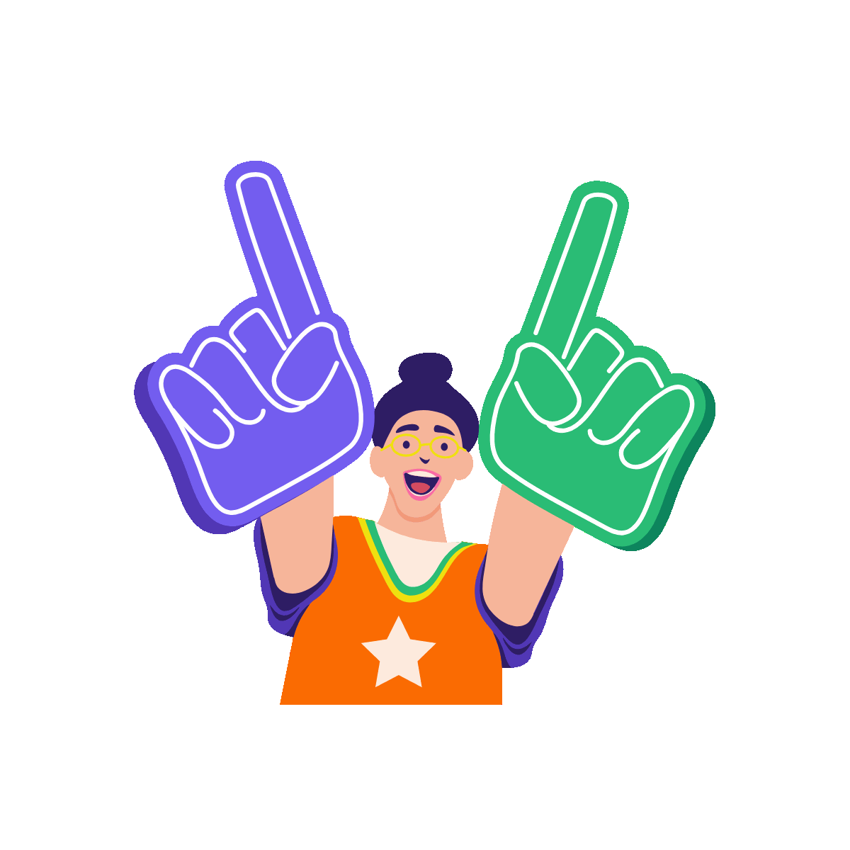 A flat style animated illustration showing a person doing online chat