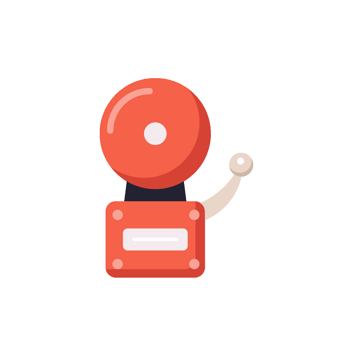 A flat style animated icon depicting an emergency alarm