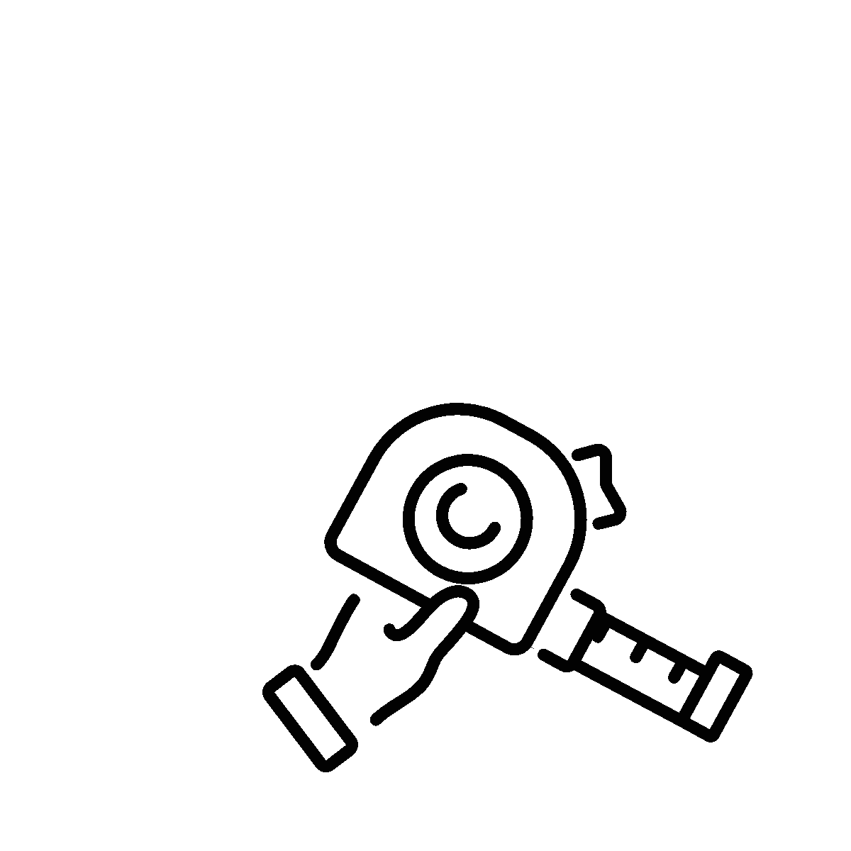 Animated icon of a measuring tape tool